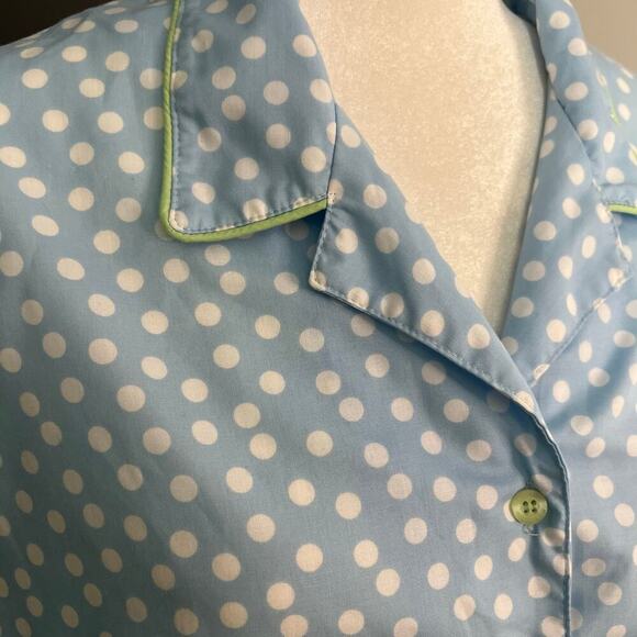 Tommy Hilfiger Woman’s Blue White Polka Dot 2 Piece Pajama Sleepwear Set- Size L - Picture 4 of 9